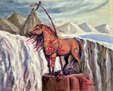 Poslednji, akril-platno, 100x80 cm, 2025, Mojca Godec